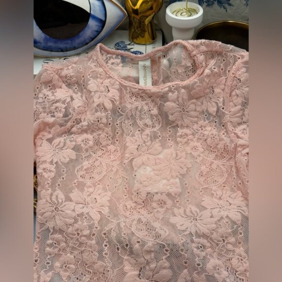 🆕 ZIMMERMANN 🧿 NWT Lace Long Sleeve Bodysuit, Blush - Sz 0 US 4 - Picture 12 of 15